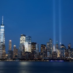 911 Memorial Lights NYC skyline